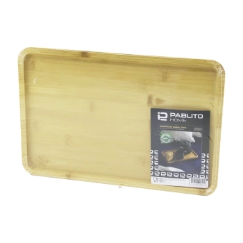 DİKDÖRTGEN AHŞAP BAMBU SUNUM TEPSİ 24X36CM (4887)