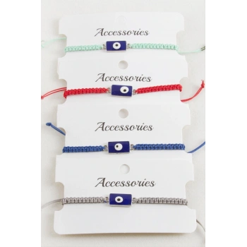 Dikdörtgen Nazar Makrome Örgülü Bileklik