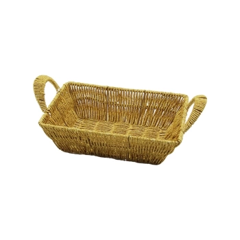 DİKDÖRTGEN PLASTİK HASIR EKMEK - ÇOK AMAÇLI SEPET KULPLU - METAL İSKELET TABAN:13.5X20- AĞIZ:19X26.5CM D:7.5CM (4887)