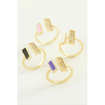 Dikdörtgen Taşlı Mineli Eklem Yüzük