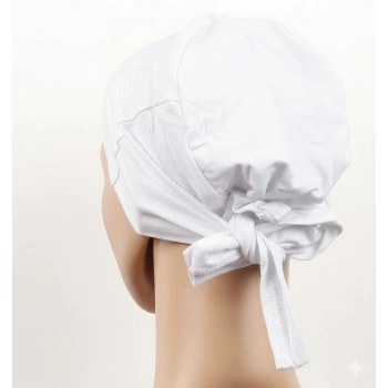 Dikişsiz Bağlamalı Tesettür Bone - Bağlamalı Bandana Beyaz