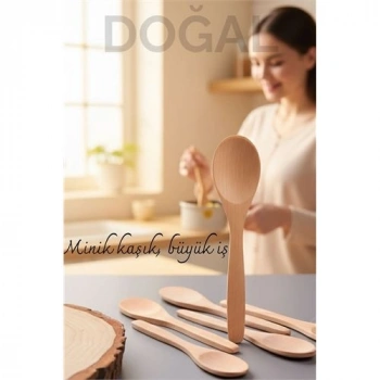 Doğal Gürgen 6lı Ahşap Servis Kaşığı – 13 cm, Mini Boy, Şık ve Pratik Mutfak Yardımcısı 713748