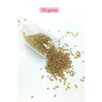 Dökme Cam Kum Boncuk (11/0) 2 mm - 20 Gram -  Altın - BNC024