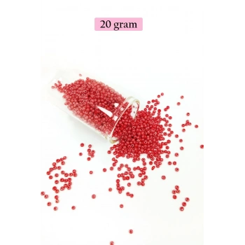 Dökme Cam Kum Boncuk (11/0) 2 mm - 20 Gram -  Kırmızı - BNC004