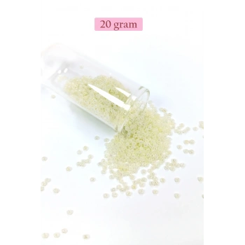 Dökme Cam Kum Boncuk (11/0) 2 mm - 20 Gram -  Krem - BNC012