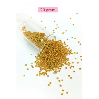 Dökme Cam Kum Boncuk (11/0) 2 mm - 20 Gram -  Sarı Turuncu - BNC031