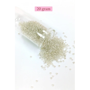 Dökme Cam Kum Boncuk (11/0) 2 mm - 20 Gram -  Şeffaf - BNC034