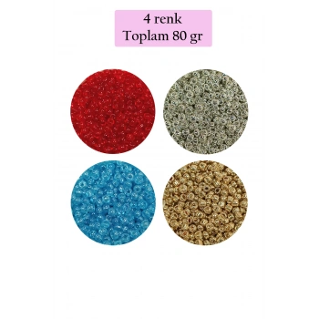Dökme Cam Kum Boncuk (11/0) 2 mm - 4 Renk - Toplam 80 Gram -  BNC404