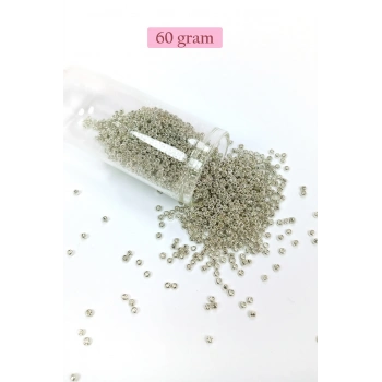 Dökme Cam Kum Boncuk (11/0) 2 mm - 60 Gram -  Gümüş - BNC057