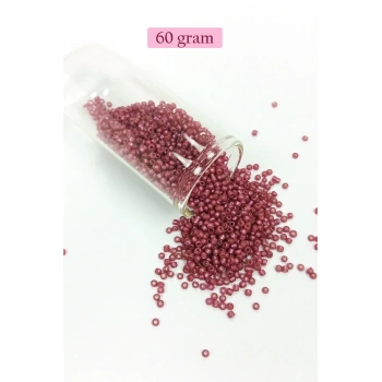 Dökme Cam Kum Boncuk (11/0) 2 mm - 60 Gram -  Koyu Pembe - BNC046