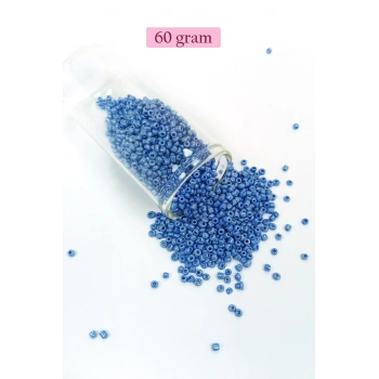 Dökme Cam Kum Boncuk (11/0) 2 mm - 60 Gram -  Mavi - BNC044