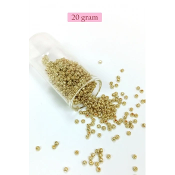 Dökme Cam Kum Boncuk (8/0) 3 mm - 20 Gram - Altın Rengi - BNC144