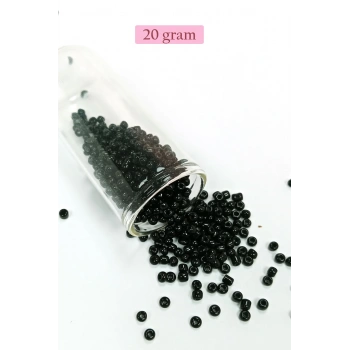 Dökme Cam Kum Boncuk (8/0) 3 mm - 20 Gram - Parlak Siyah - BNC170