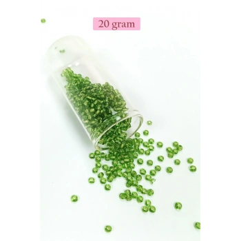 Dökme Cam Kum Boncuk (8/0) 3 mm - 20 Gram - Şeffaf Çimen Yeşili - BNC154