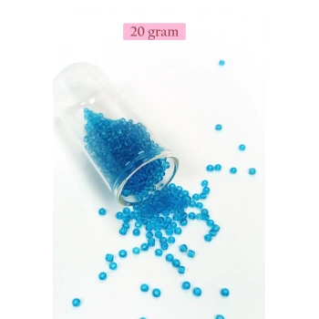 Dökme Cam Kum Boncuk (8/0) 3 mm - 20 Gram - Şeffaf Deniz Mavi - BNC180