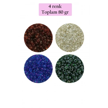 Dökme Cam Kum Boncuk (8/0) 3 mm - 4 Renk - Toplam 80 Gram - BNC420