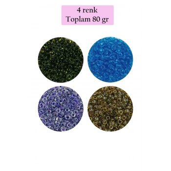 Dökme Cam Kum Boncuk (8/0) 3 mm - 4 Renk - Toplam 80 Gram - BNC425