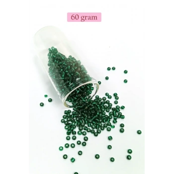 Dökme Cam Kum Boncuk (8/0) 3 mm - 60 Gram - Koyu Yeşil - BNC187