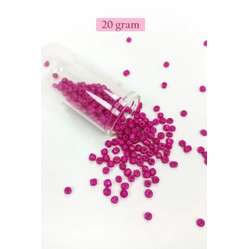 Dökme Cam Kum Boncuk Büyük Boy (6/0) 4 mm - 20 Gram - Açık Mor - BNC094