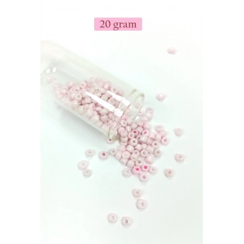 Dökme Cam Kum Boncuk Büyük Boy (6/0) 4 mm - 20 Gram - Toz Pembe - BNC077