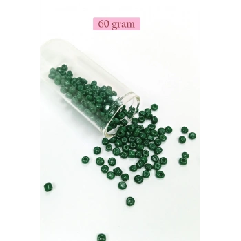 Dökme Cam Kum Boncuk Büyük Boy (6/0) 4 mm - 60 Gram - Koyu Yeşil - BNC140