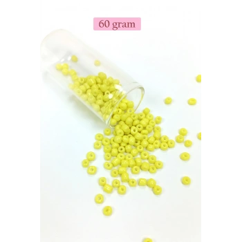 Dökme Cam Kum Boncuk Büyük Boy (6/0) 4 mm - 60 Gram - Sarı - BNC126