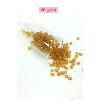 Dökme Cam Kum Boncuk Büyük Boy (6/0) 4 mm - 60 Gram - Şeffaf Bal - BNC119