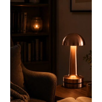 Dokunmatik Mantar Gece Lambası Bronz Led Masa Aydınlatması