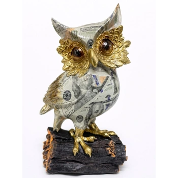 Dolar Baskılı Özel Tasarım Polyester Baykuş - 17x10 Cm