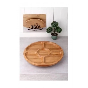 Döner Bambu Sunum Tabağı 5 Bölmeli 25 Cm -DS2525