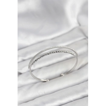 Dorika Model Pirinç Gümüş Renk Kadın Bileklik - TJ-BB8250