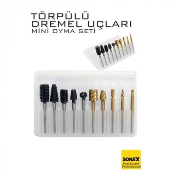 Dremel Uyumlu Törpülü Mini Oyma Gravür Uç Seti – 10lu Tungsten Karbür, Ahşap/Metal/Plastik için 722463