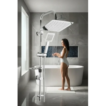 Dubai Yeni Nesil Yağmurlama Etkili Krom Duş Robotu Seti - Fonksiyonel Tepe Duş Takımı