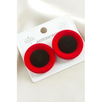 Düğme Süet Kumaş Küpe