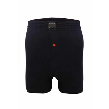 Düğmeli Pamuklu Erkek Penye Boxer Büyük Beden Lacivert - 1278A