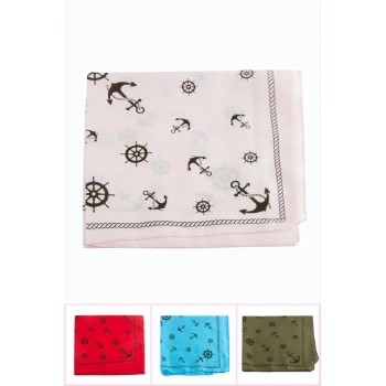 Dümen Çapa Desenli Keten Bandana 50*50