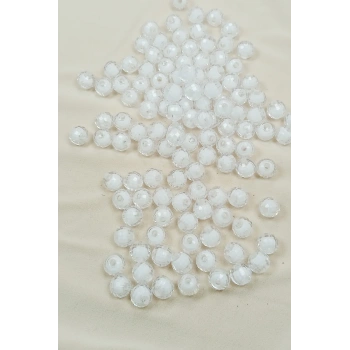 Dünya Boncuk İçten Boncuklu Bileklik Çanta Boncuğu 10 mm 50 gr Beyaz - BNC463