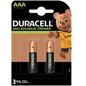 DURACELL HR03/DC2400 İNCE 750 MA ŞARJLI AAA 2Lİ PİL (4887)