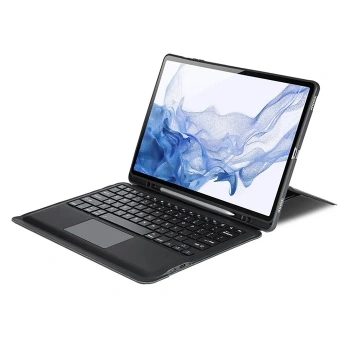 Dux Ducıs Galaxy Tab S8+ / S7+ / S7 Fe İçin Ayrılabilir Bluetooth Klavye Touchpad Pu Deri Kılıf-(5775)