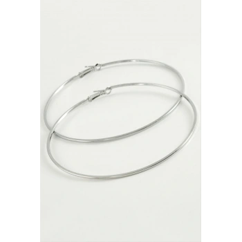 Düz İnce Boru Metal Halka Küpe 8-9-10 cm