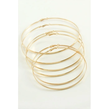 Düz Metal Halka Küpe 6 Adet