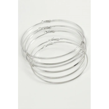 Düz Metal Halka Küpe 6 Adet