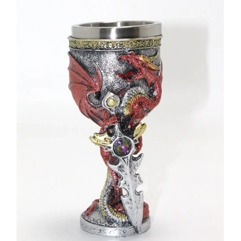 Ejderha Ve Kılıç Temalı 3d Kabartmalı Çelik Kadeh Bardak Alk4373