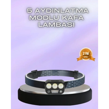 El Hareket Sensörlü Led Kafa Feneri 5 Mod Ayarlanabilir