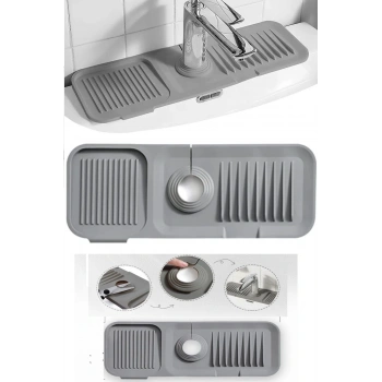 Elastik Mutfak Banyo Musluk Matı Düzenleyici Kaydırmaz Taban Organizer Lavabo Kenar Matı