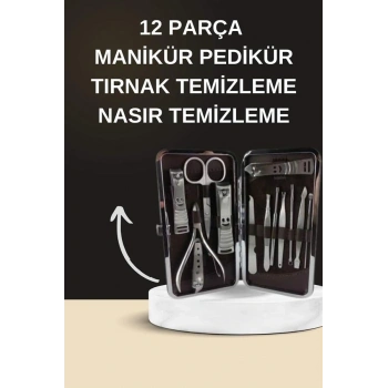 Elektrikli Manikür Pedikür Seti İkili Set 12 Parça Tırnak Bakımı Törpü Protez Çıkarma