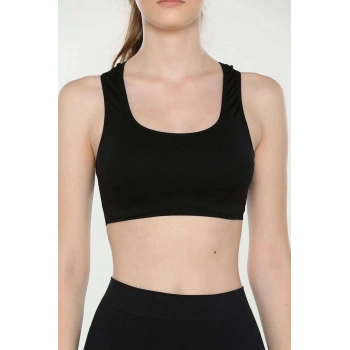 Elite Life Geniş Askılı Kadın Destekli Sporcu Büstiyer Siyah Sütyen 777