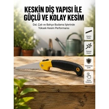 Ergonomik Saplı Katlanabilir Budama Testeresi