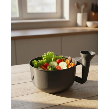 Ergonomik Saplı Sebze Süzgeçli Yıkayıcı Çok Amaçlı Mutfak Ürünü