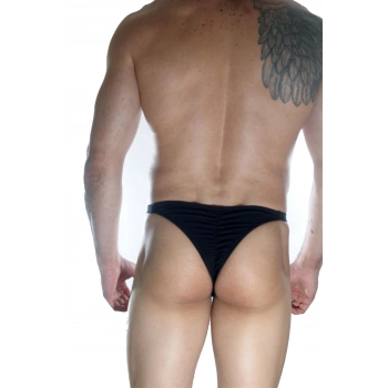Erkek  Arkası Büzgülü Siyah Brazillian Slip